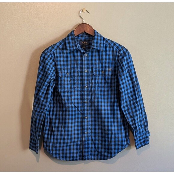 Polo by Ralph Lauren Other - Polo Ralph Lauren Size Medium Plaid Shirt Boys Blue Check Top Button 10-12 LS RL